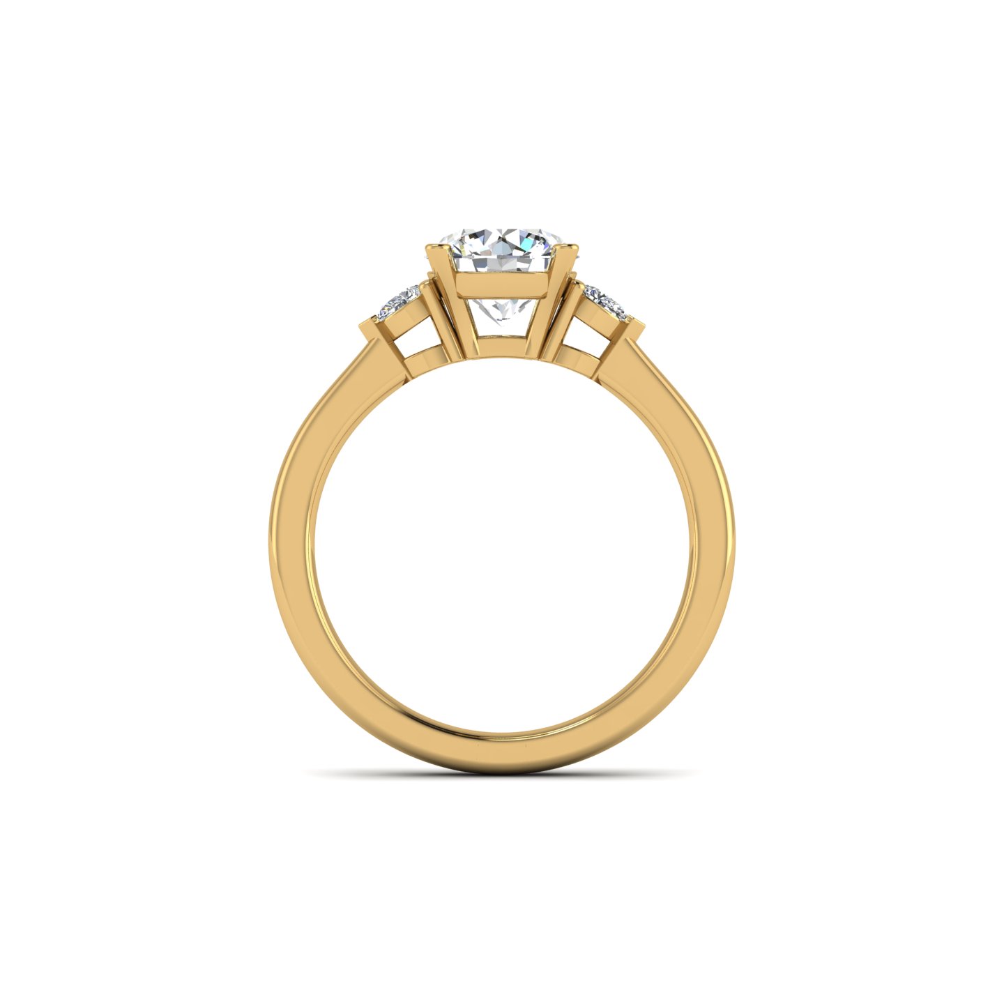 Mira 3 Stone ring with Pear sides